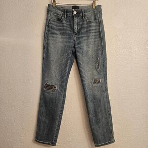 White House Black Market Straight Leg Embellished Design Jeans: Sexy Feminine Fi